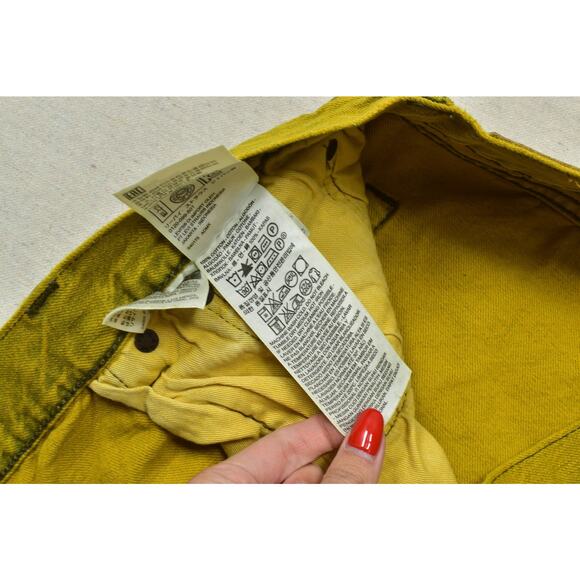 Levi's 501 CT Men Jeans Yellow Green Regular Size 42x32 Cotton Denim Button Fly - Picture 6 of 8